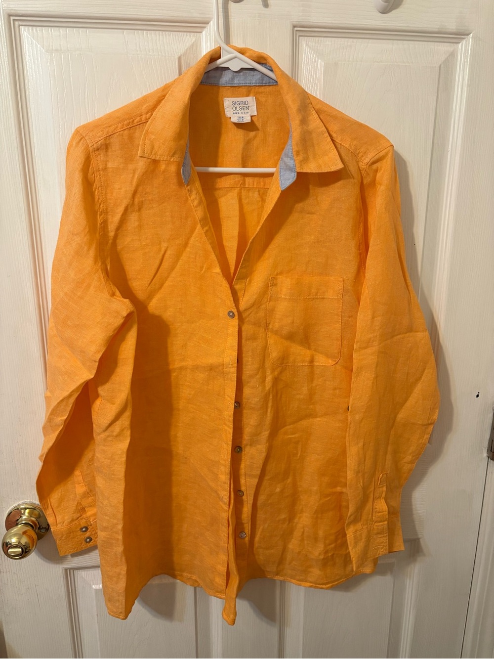 Sigrid Olsen women’s Orange Linen Button-Up Shirt Jacket